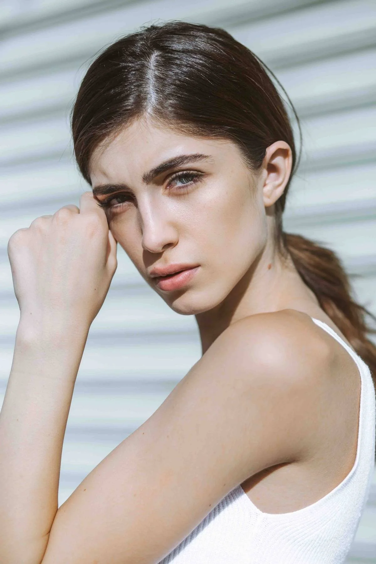 Outdoor. Found a door that matched her eyes by exploring the area.