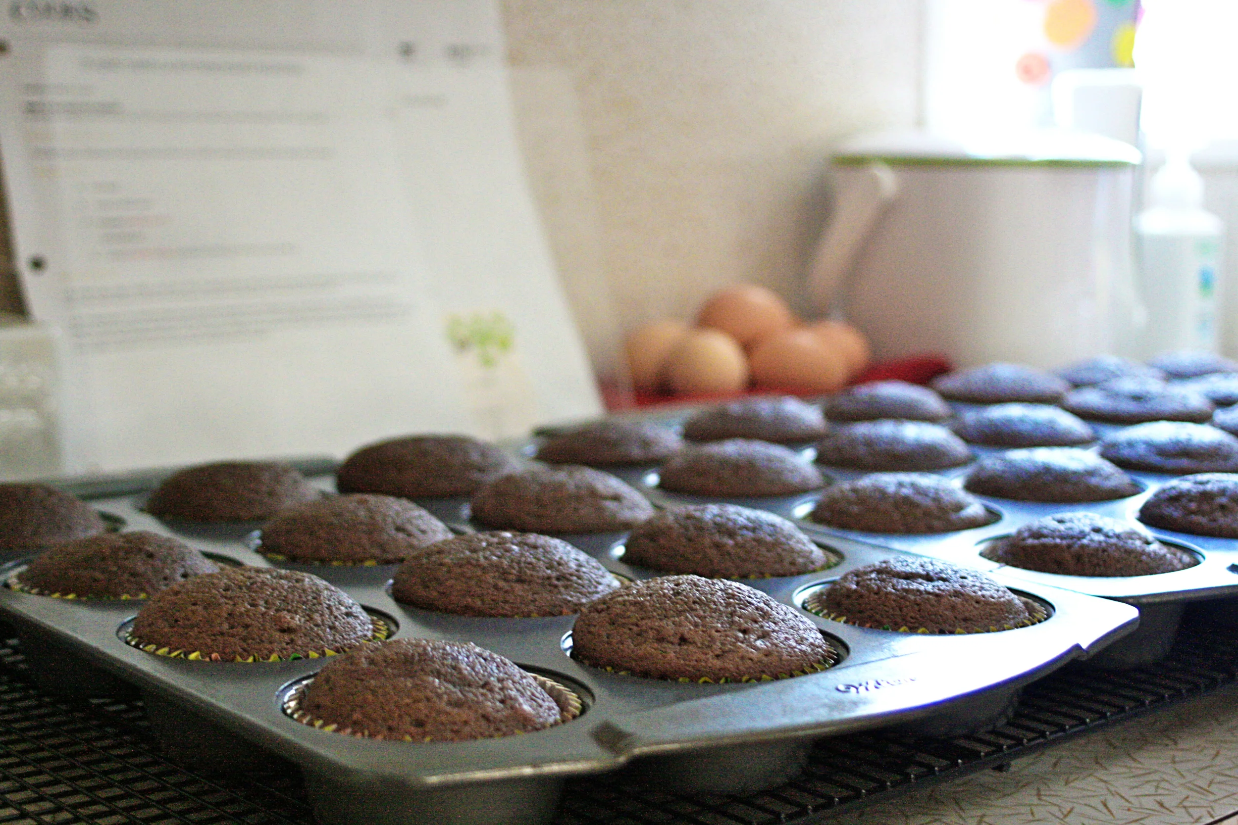 Out of the oven. Time to start on the frosting!
