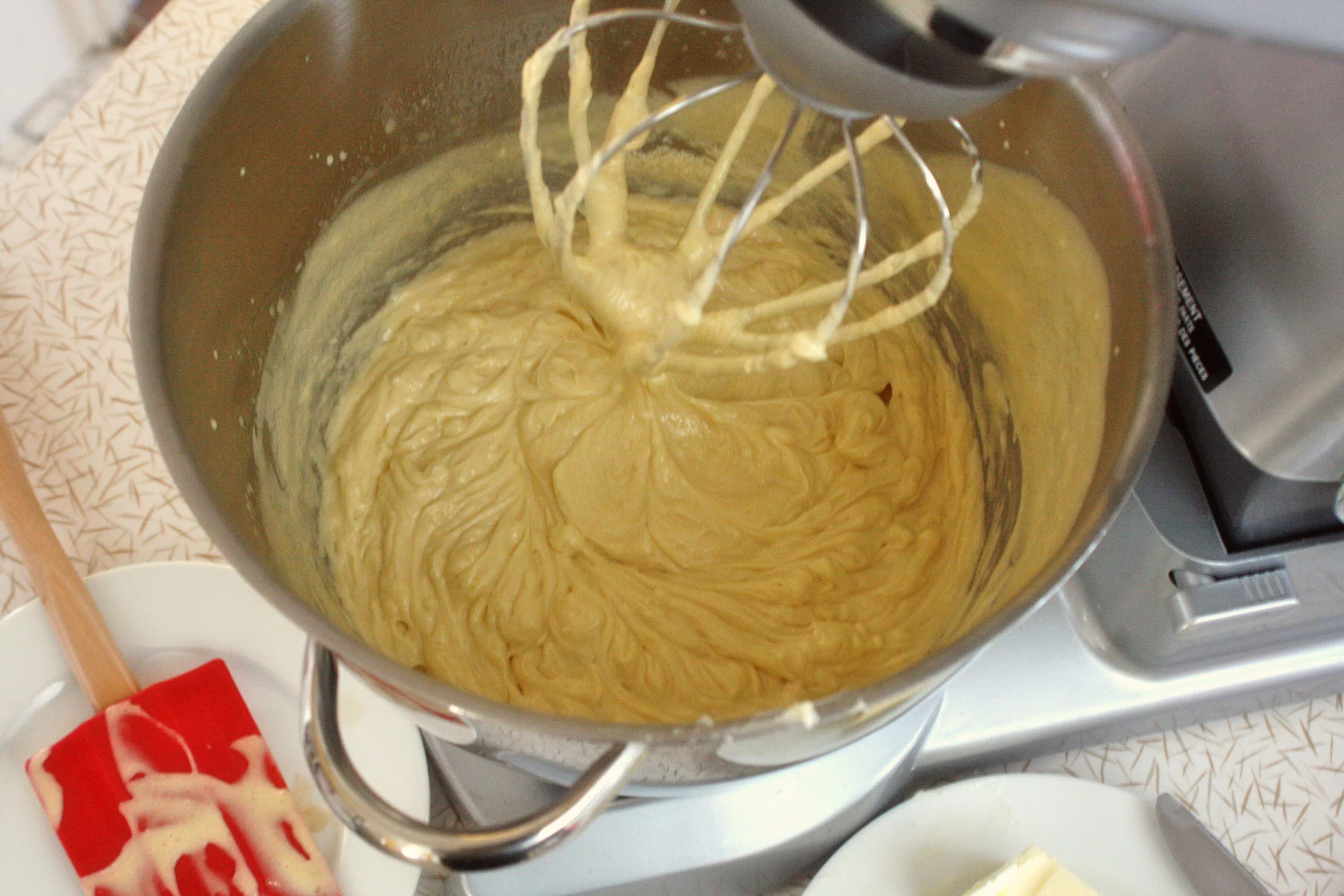 After you add about half of the softened butter it looks pretty weird, but there is no need to panic; it is expected.