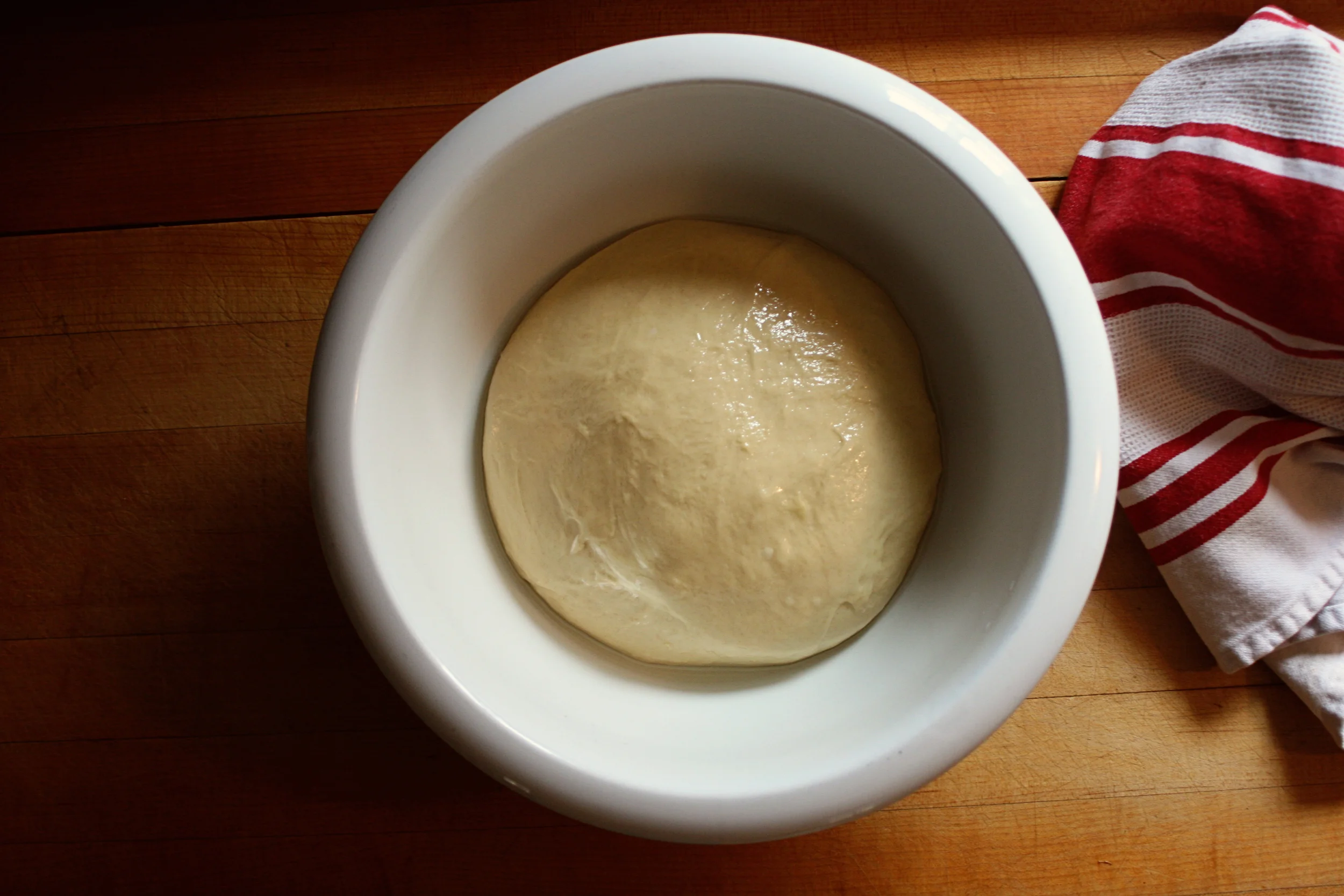 The dough, straight from the mixer, ready to rest and grow.