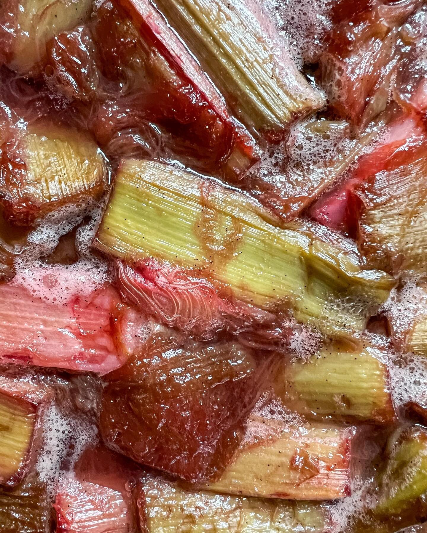 I harvested almost 12lbs of rhubarb over the weekend (yay!) and promptly made our perennial favorite, @molly.wizenberg&rsquo;s Roasted Rhubarb (as well as @csaffitz&rsquo;s Rhubarb Custard Cake, because there&rsquo;s no such thing as too much rhubarb