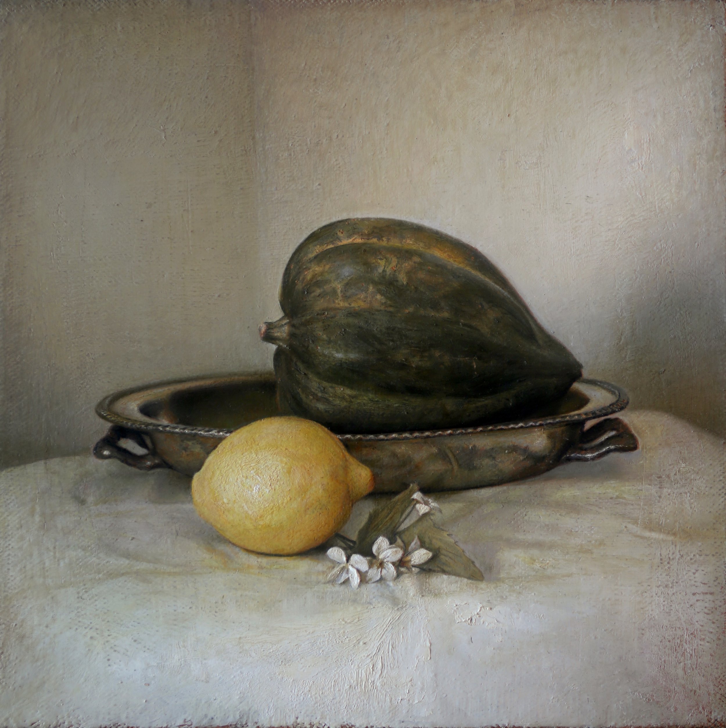 Lemon and Squash | 15" x 15" (38x38cm) | Oil on Hemp