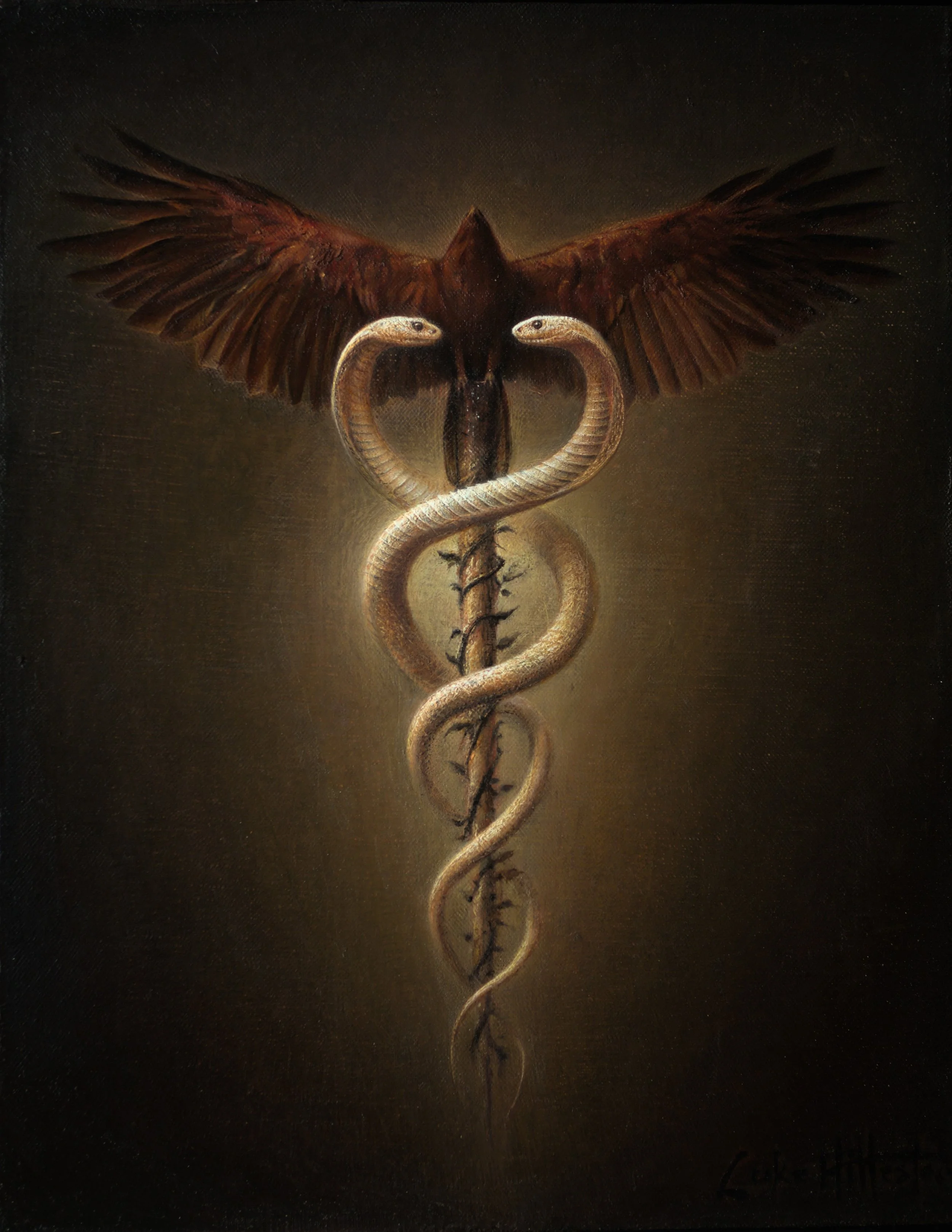 Caduceus | 28" x 22" (71 x 56cm) | Oil on Hemp