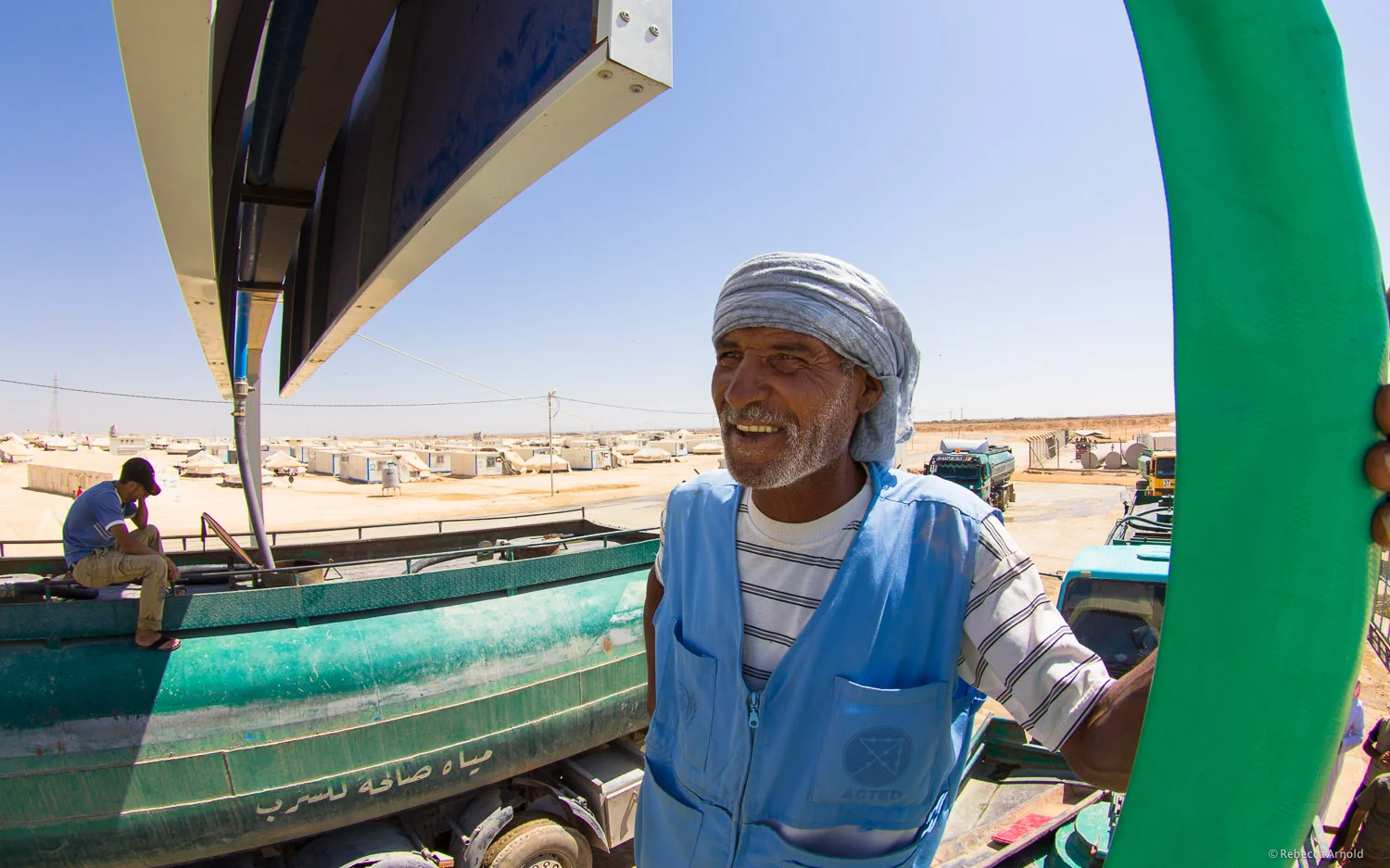 UNICEF water trucks, Zaatari Refugee Camp, Jordan
