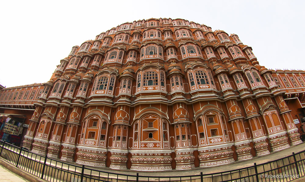 Jaipur's Hawa Mahal Palace. Built to obscure the view of the royal women inside, but allowing them to see out at the street festivals. 
