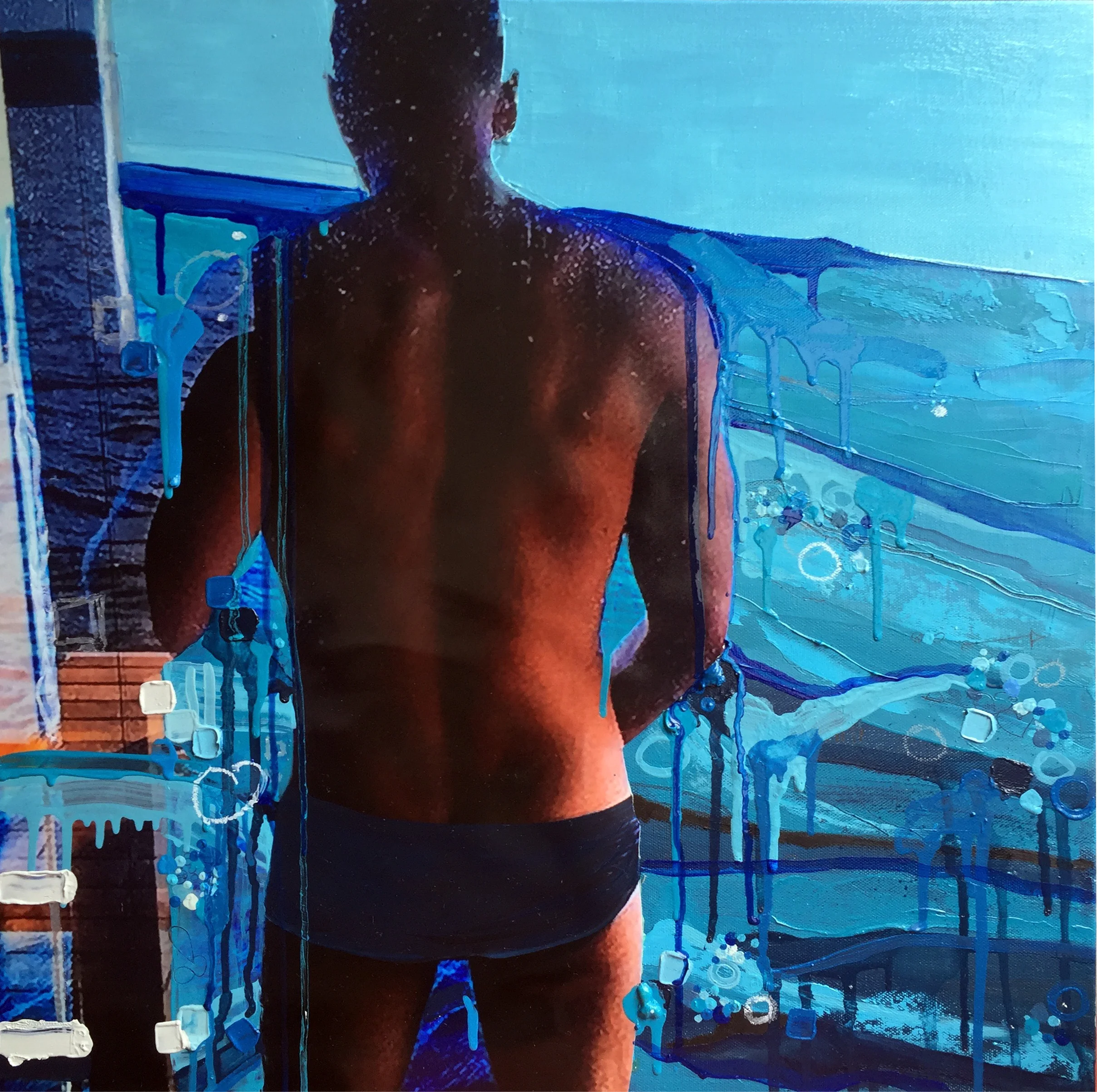 Deck Hand, 2016, Oil and Mixed Media on canvas, 20 x 20 inches