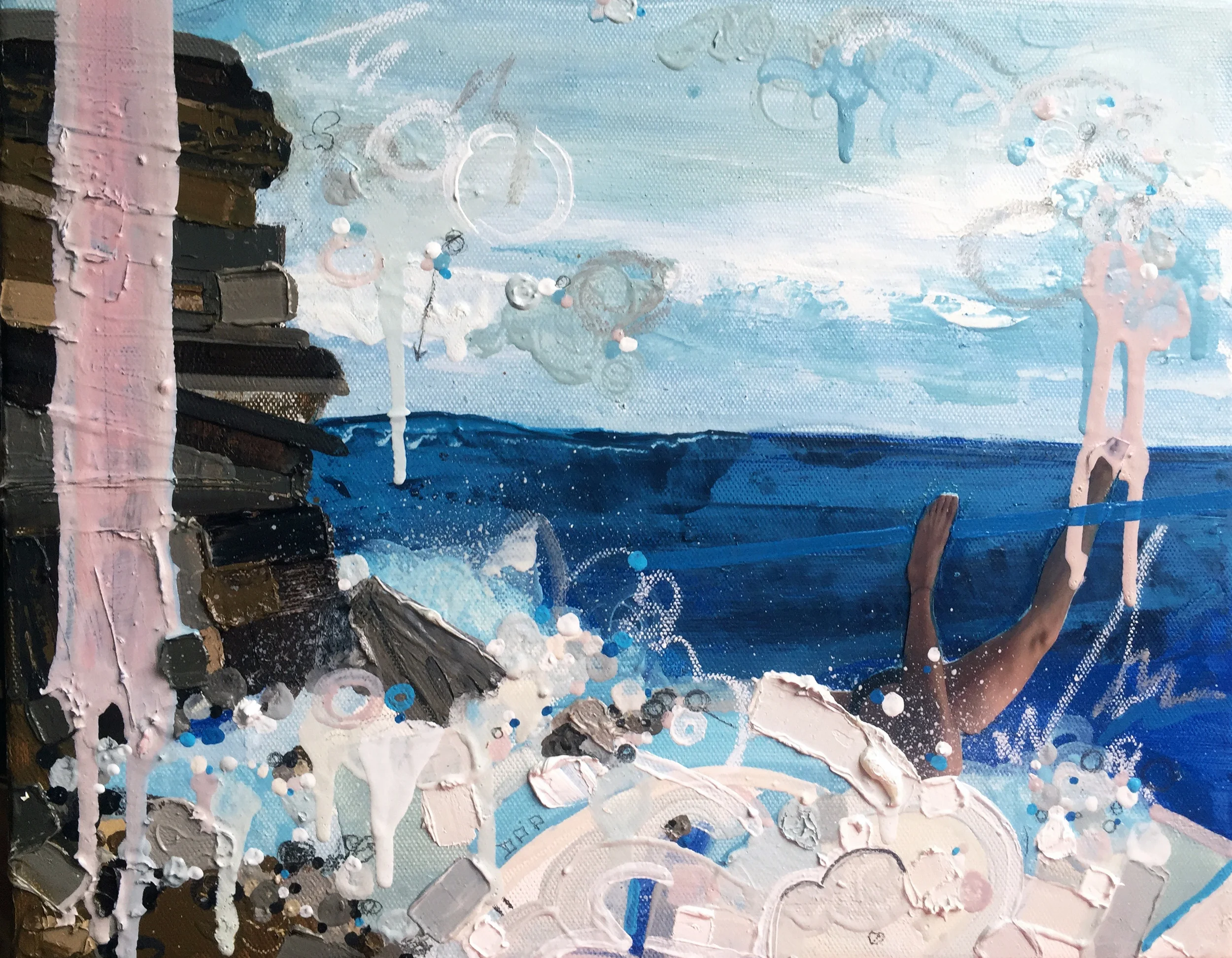Sea View, 2016, Oil and Mixed Media on canvas, 9 x 12 inches