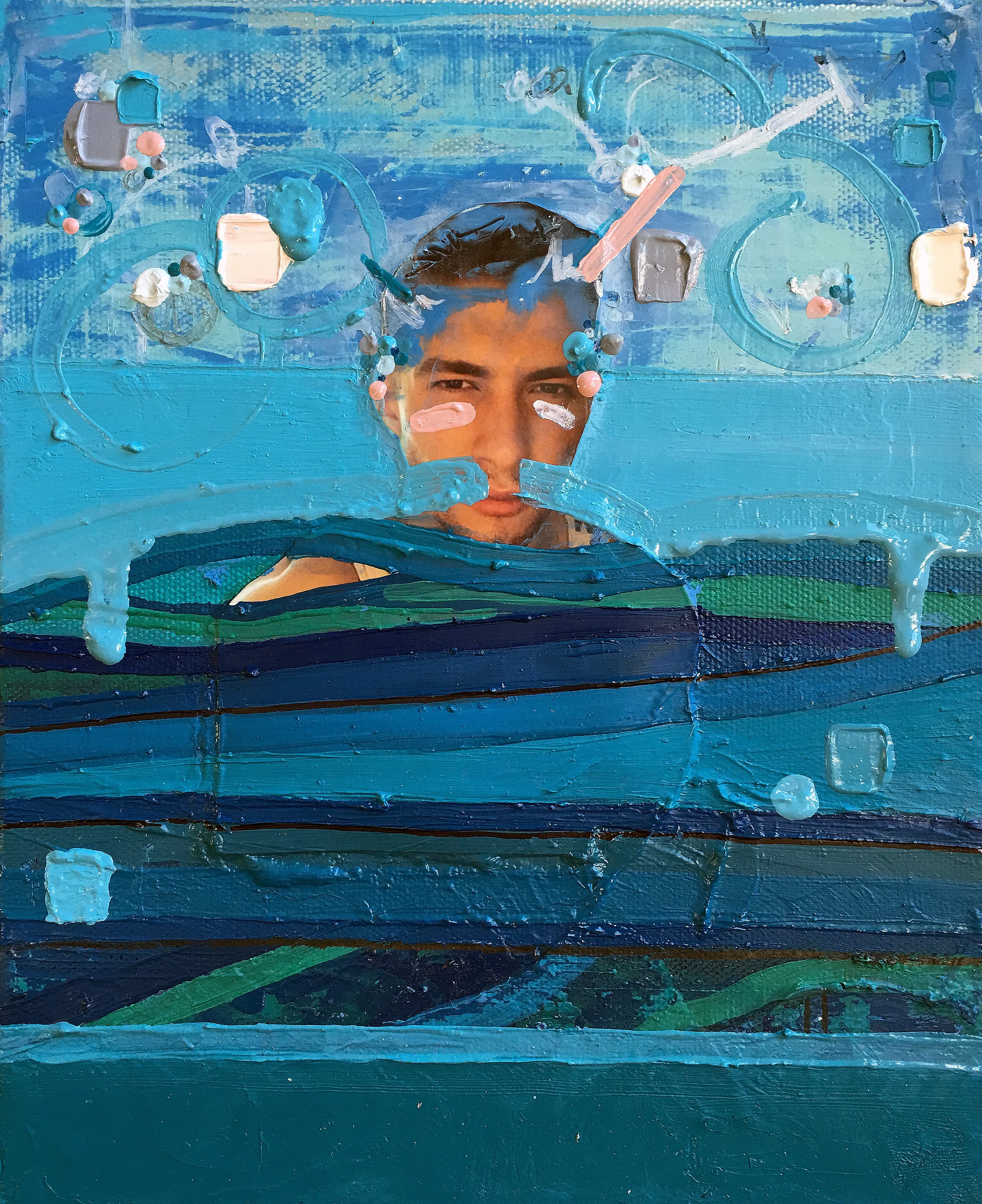 Tidal Selfie, 2016, Oil and Mixed Media on canvas, 8 x 10 inches