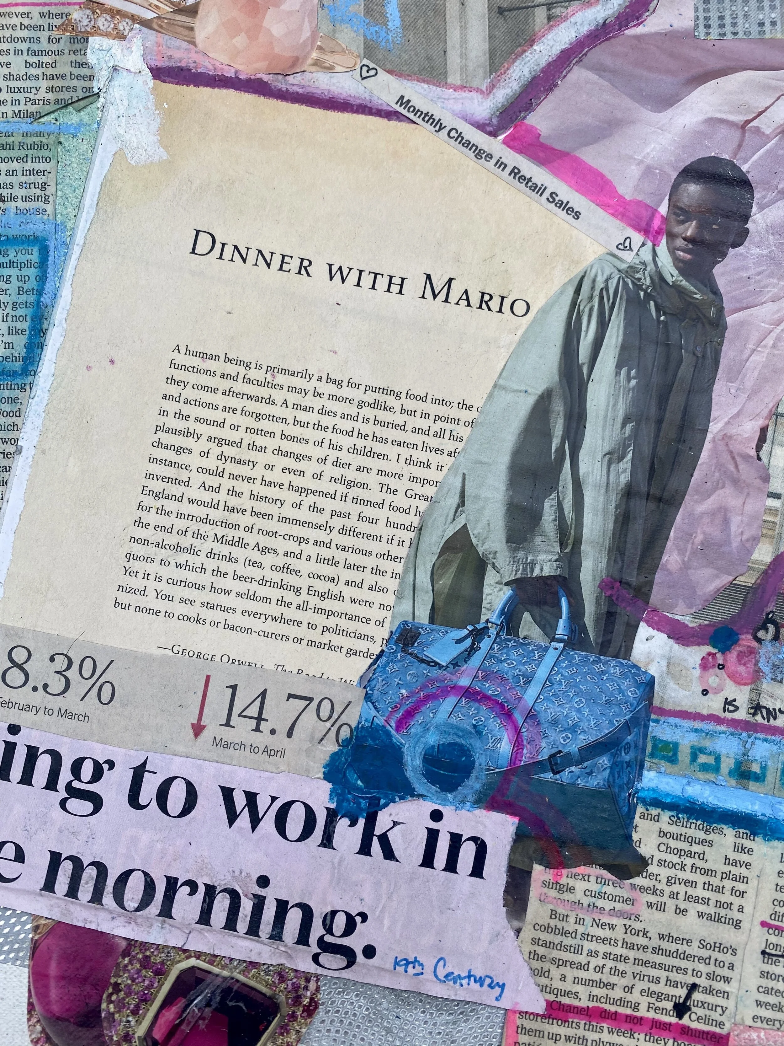 COVmarch (Detail Image), 2020, Oil stick, newsprint, mixed media on canvas - mounted