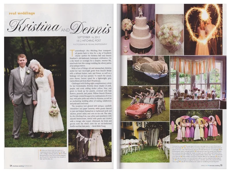 Revival Photography: Kristina + Dennis Wedding featured in Charlotte Wedding Magazine Spring 2013