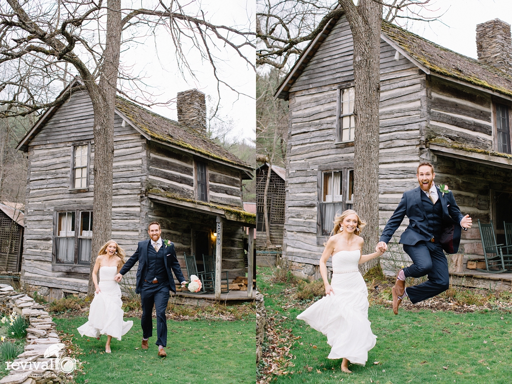 A simple and beautiful Springtime ceremony at the historic Mast Farm Inn in Valle Crucis, NC Vintage Inspired Elopement Photos by Revival Photography www.revivalphotography.com