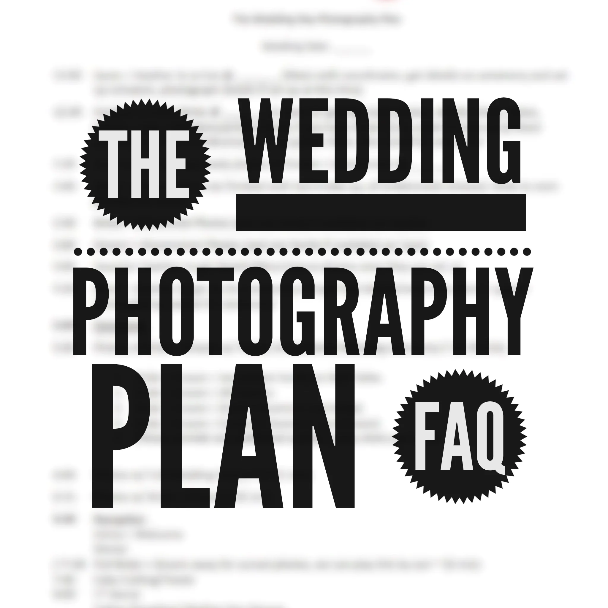 "The Wedding Photography Plan": FAQ + Sample Template