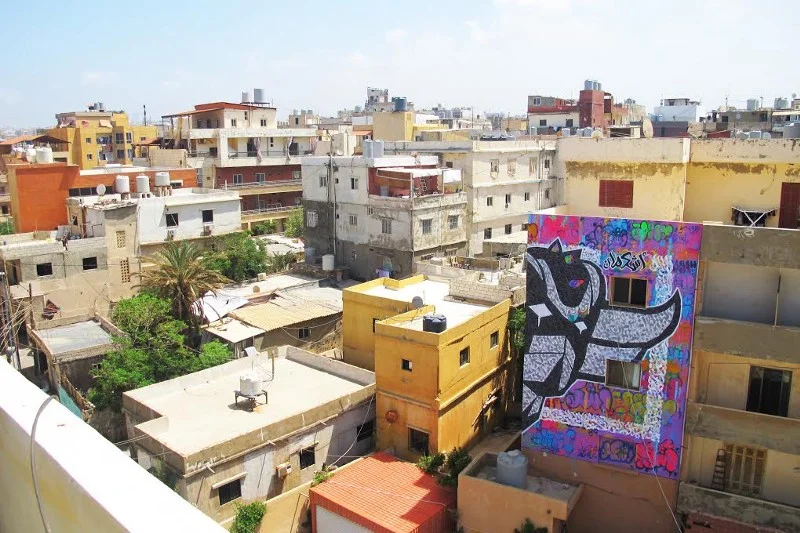 Famous Lebanese graphic designer duo Ashekman painted this Grendizer mural in May 2017 - one of the many examples of the beautiful pieces of art work now throughout Ouzai. Source: https://ginosblog.com/ouzville-ashekmans-new-mural-in-the-heart-of-ouzai-253019641967 