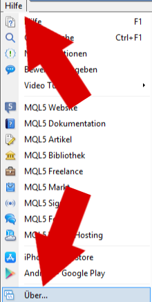 Aktuelle Build Nummer in Menü Hilfe -_ Über in MT4 mit Pfeilen.png