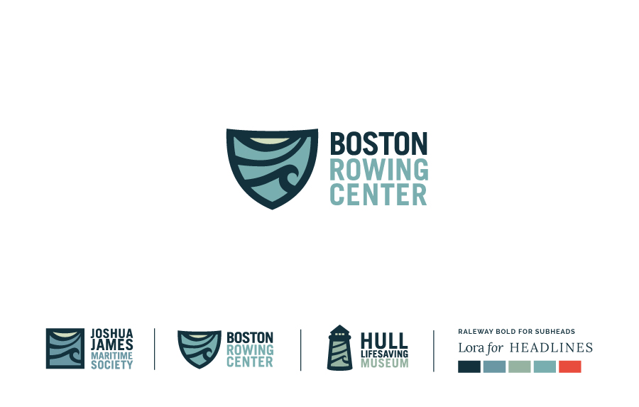 Logo design and development for the Boston Rowing Center and the Hull Lifesaving Museum.
