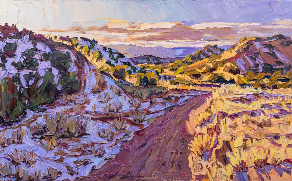 The northward slope and the sunset light , 39" x 63". 