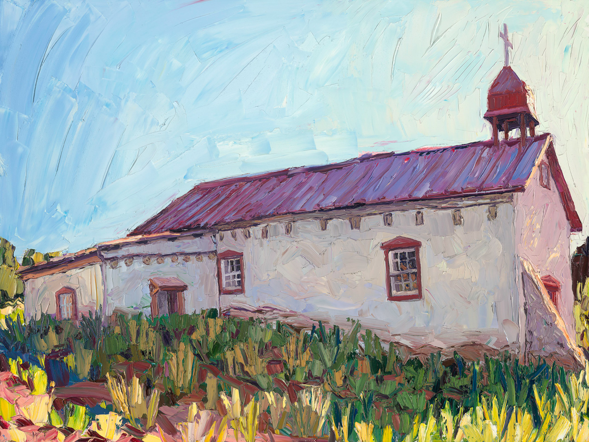 The chapel, morning light 30” x 40” | oil impasto on archival panel | 2015