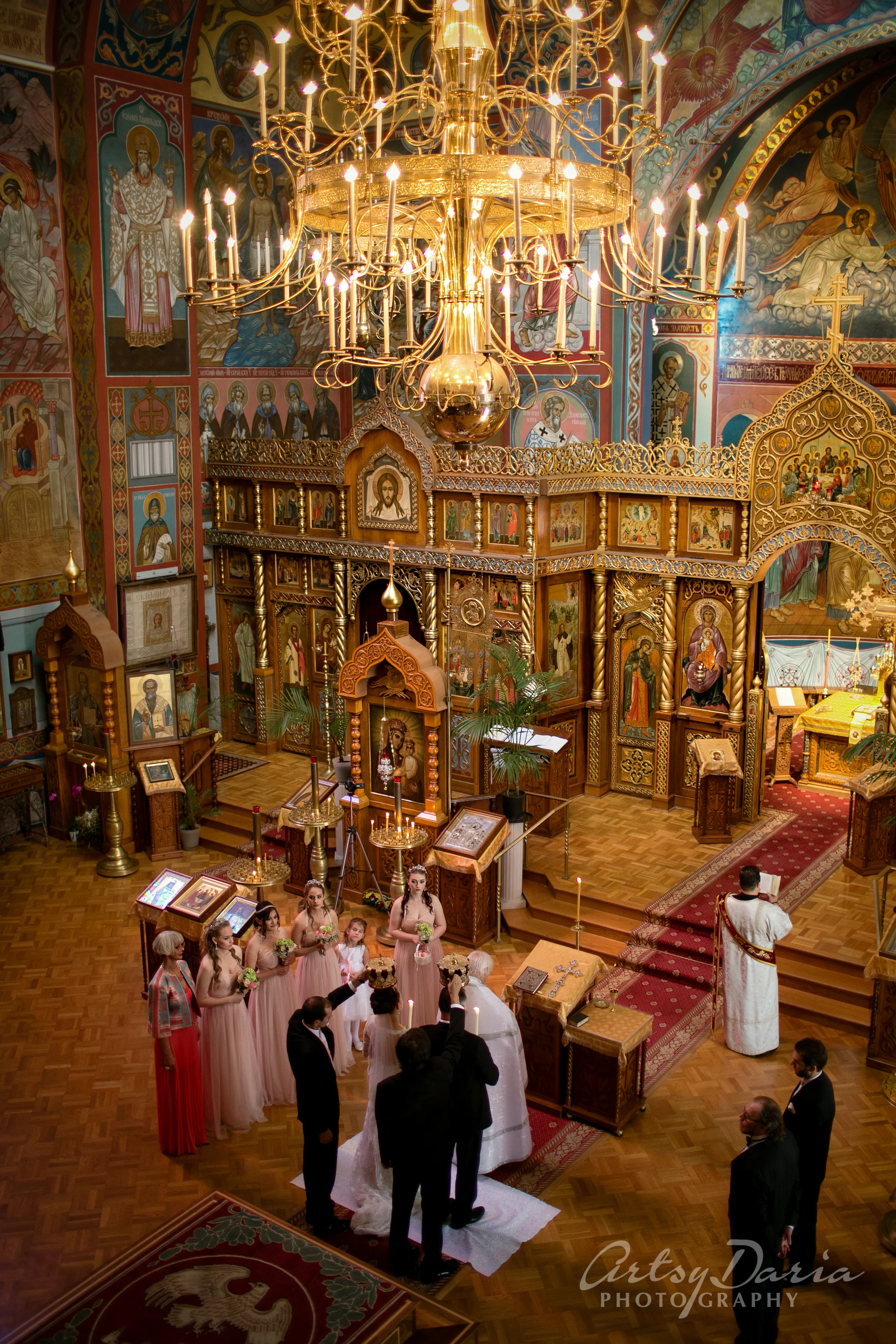 It took them 3 months to get to the altar. It was a wonderful ceremony in a traditional Russian Orthodox church - Holy Virgin Cathedral , San Francisco, CA.