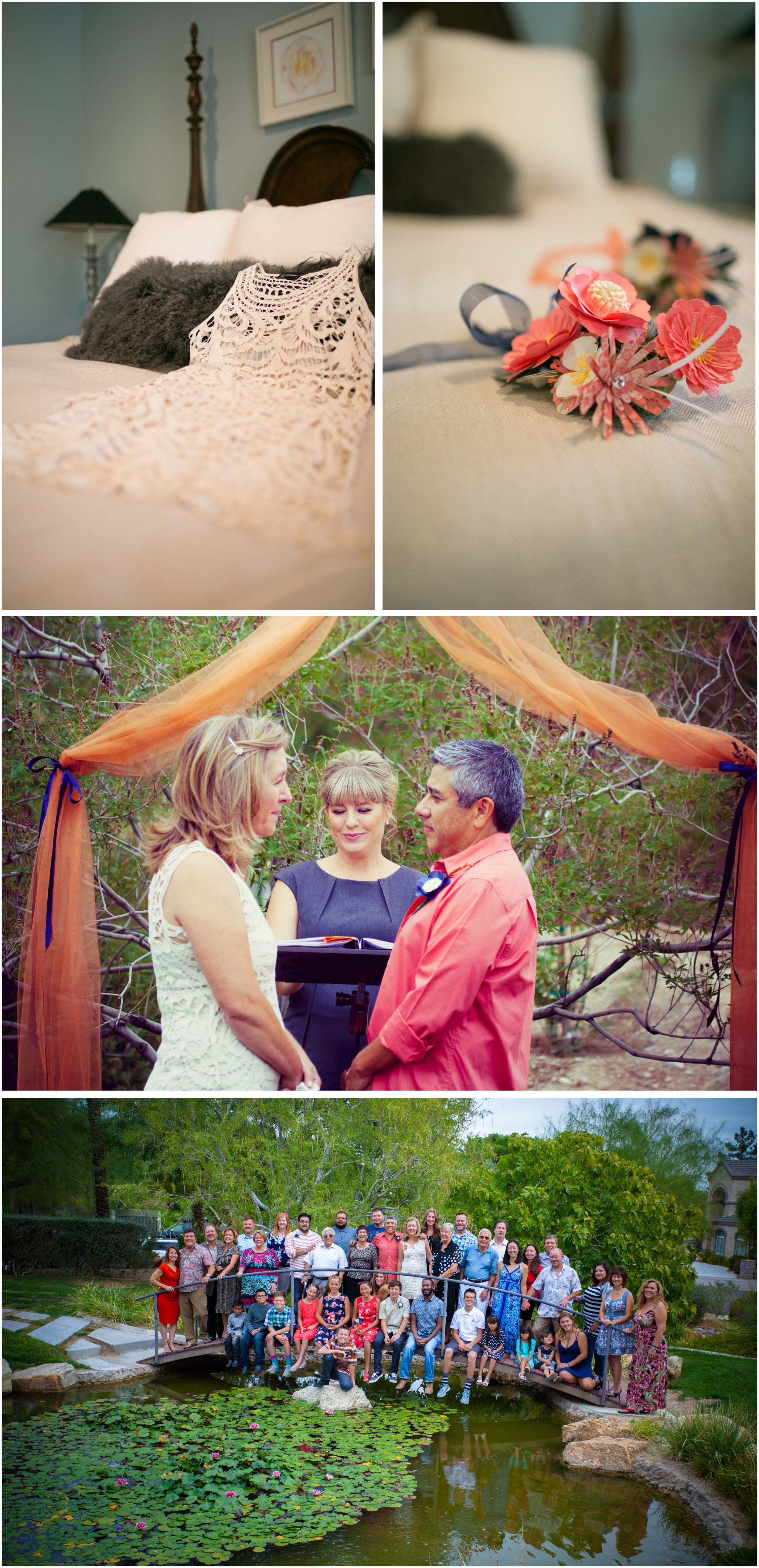  Angie Kelly, the wedding officiant, created and performed a very personalized ceremony. It was touching and elegant, reflecting Pam's and Jerry's individuality.