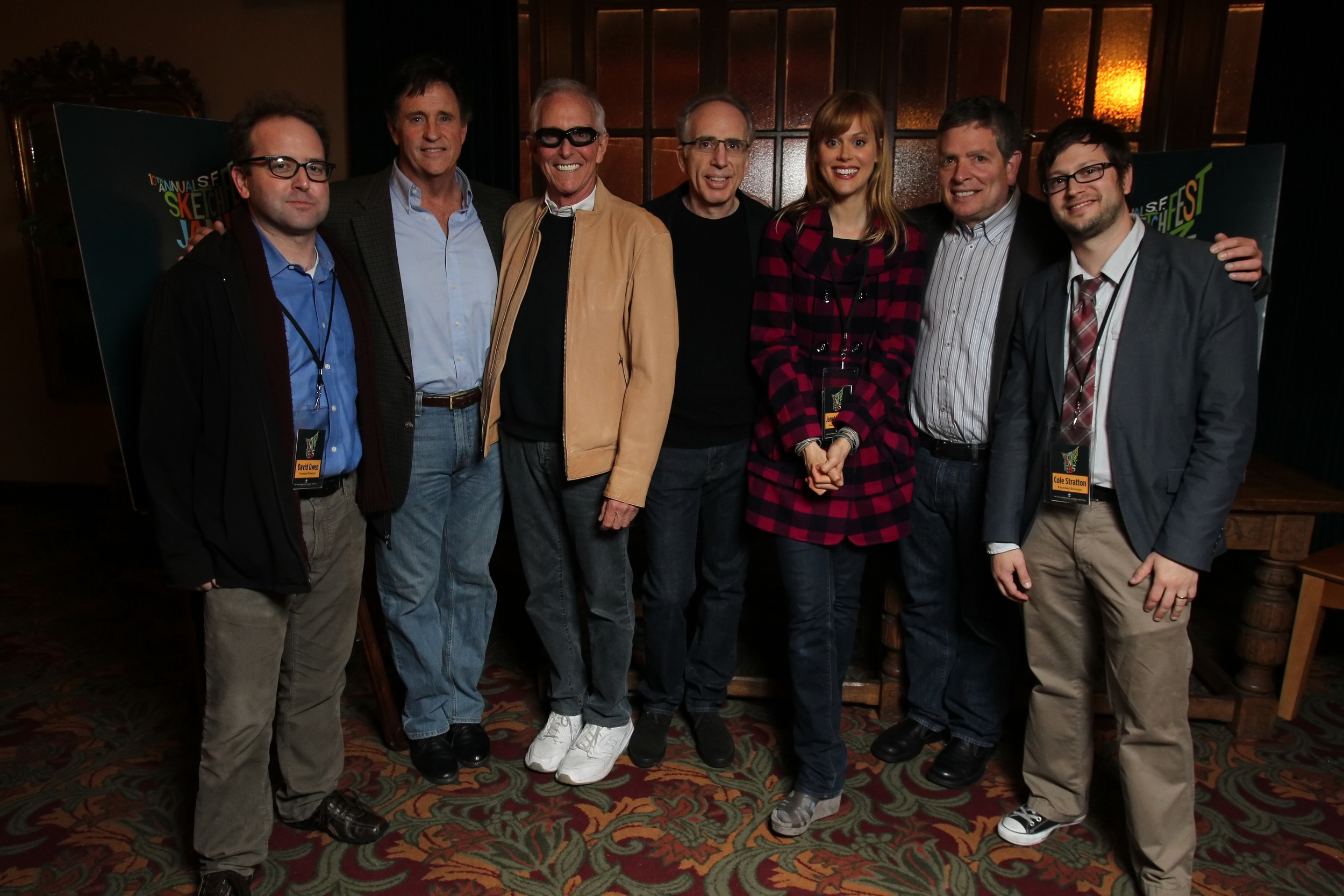 David Owen, Robert Hayes, Jim Abrahams, Jerry Zucker, Janet Varney and David Zucker. Photo by Jakub Mosur.