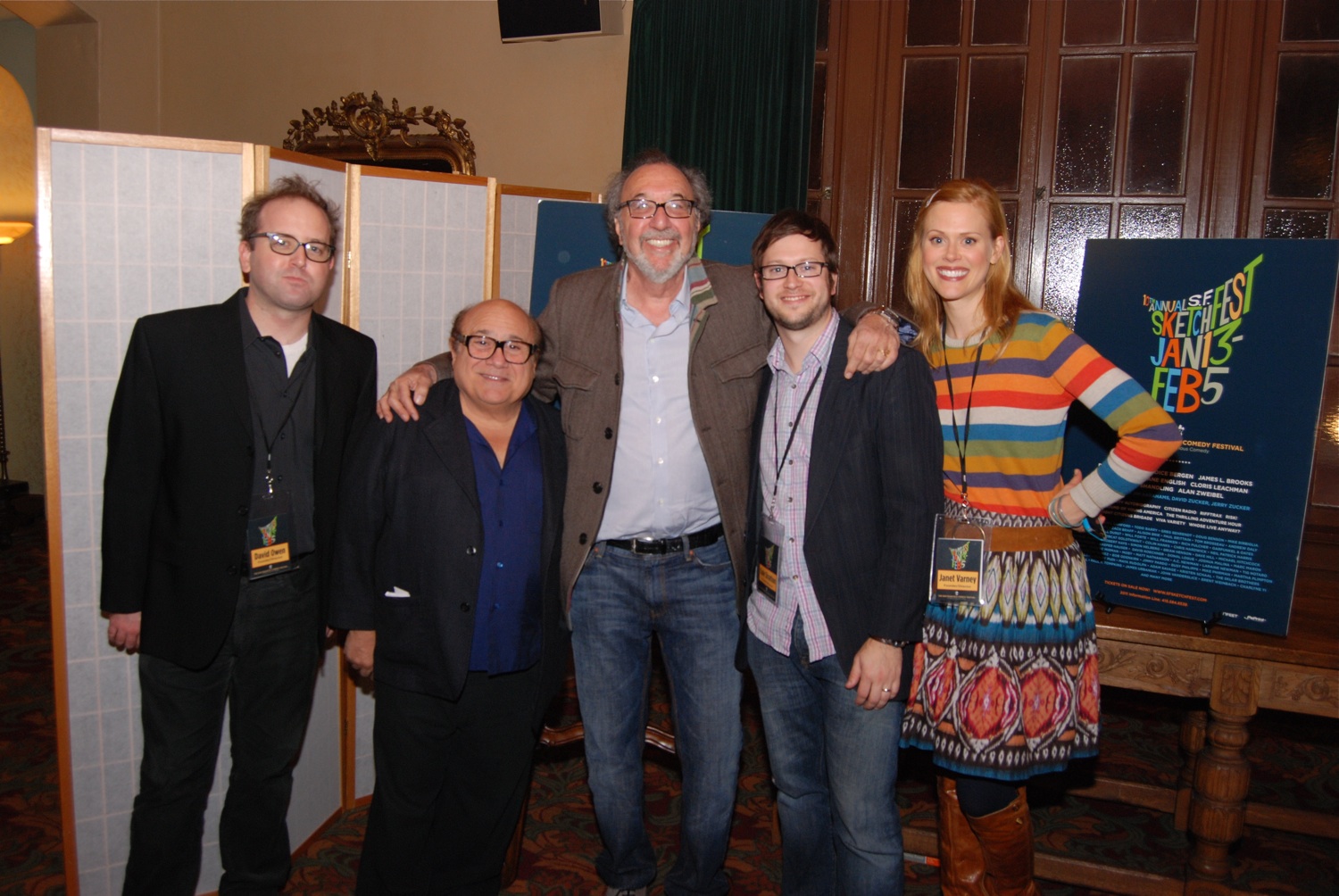 David Owen, Danny DeVito, James L. Brooks and Janet Varney. Photo by Jakub Mosur.