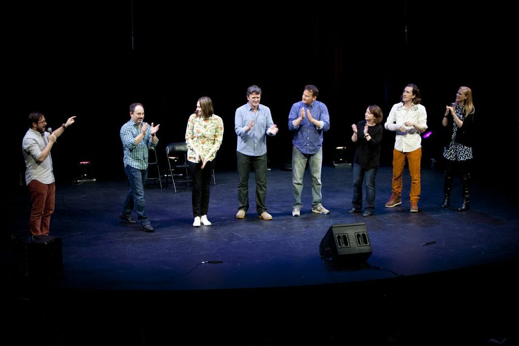 Theme Park with Cole Stratton, Kevin Pollak, Jessica Makinson, John Michael Higgins, Michael Hitchcock, Rachel Dratch, Ian Brennan and Janet Varney at SF Sketchfest. Photo by Tommy Lau.