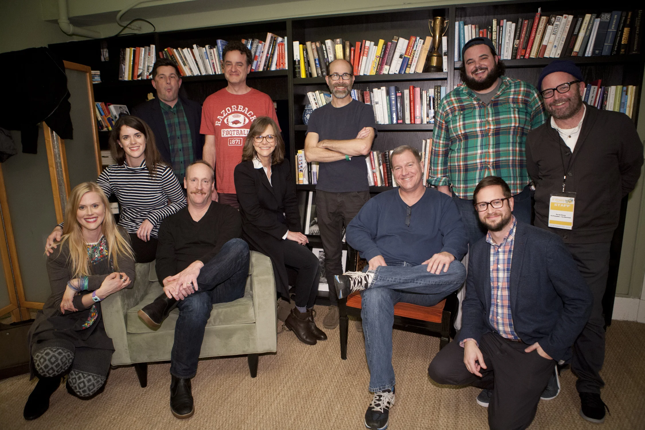 Mary Holland, Michael Showalter, Matt Walsh, Matt Besser, Sally Field, Brian Huskey, Ian Roberts and Jon Gabrus. Photo by Tommy Lau.