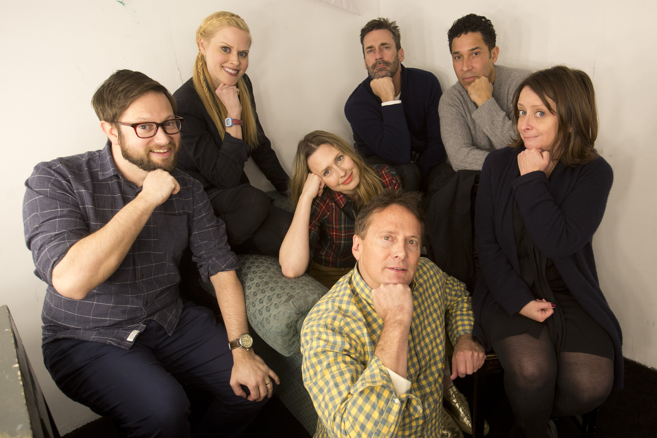 Cole Stratton, Janet Varney, Jessica Makinson, Jon Hamm, Michael Hitchcock, Oscar Nunez and Rachel Dratch at Theme Park Improv 2017 at SF Sketchfest. Photo by Tommy Lau.