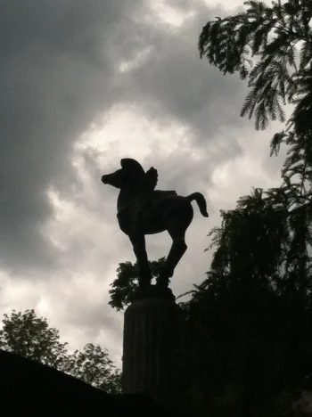 Sculptures with dramatic backdrops
