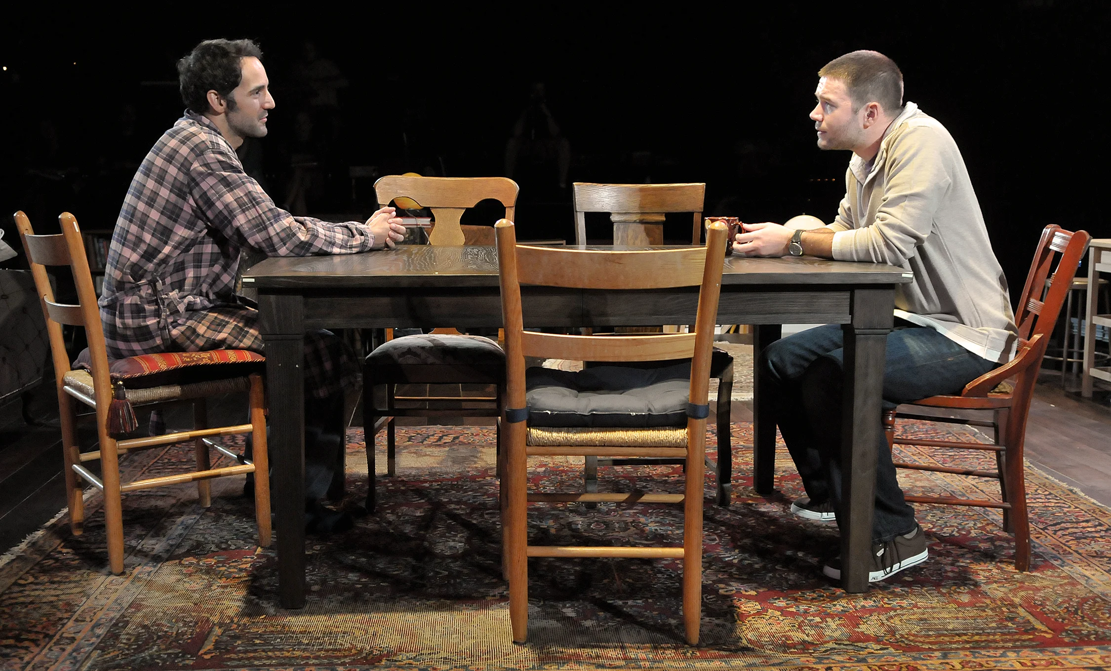 Nael Nacer and James Caverly in the SpeakEasy Stage Company production of TRIBES directed by M. Bevin O'Gara. Photo: Craig Bailey / Perspective Photo