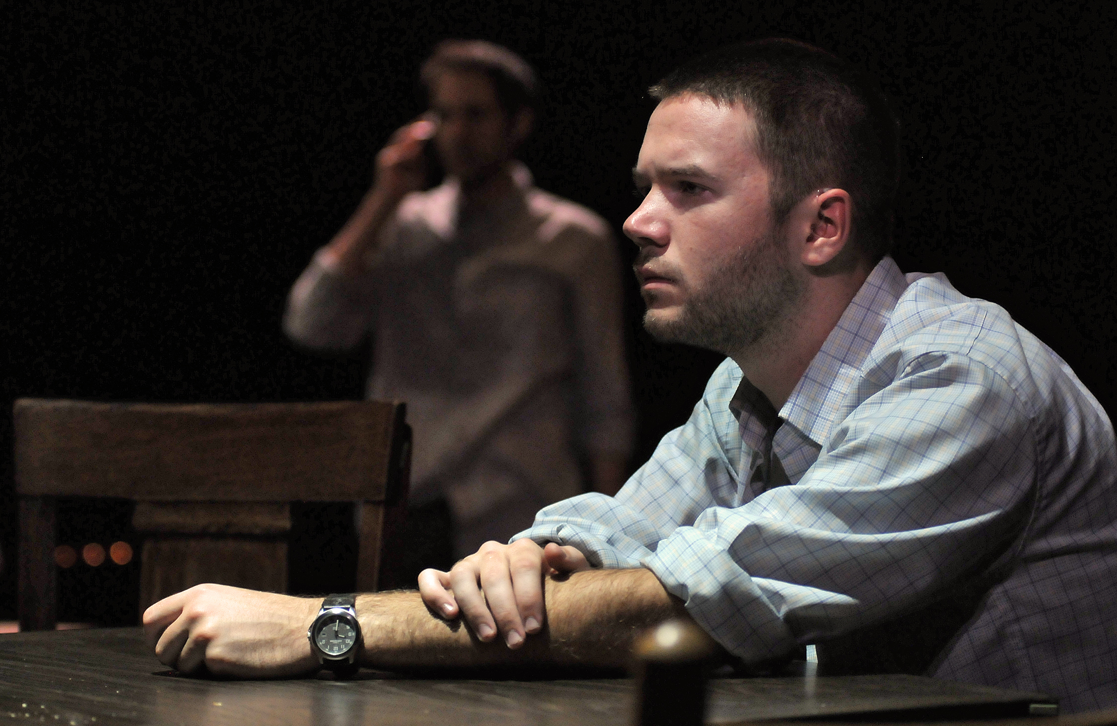 Nael Nacer and James Caverly in the SpeakEasy Stage Company production of TRIBES directed by M. Bevin O'Gara. Photo: Craig Bailey / Perspective Photo