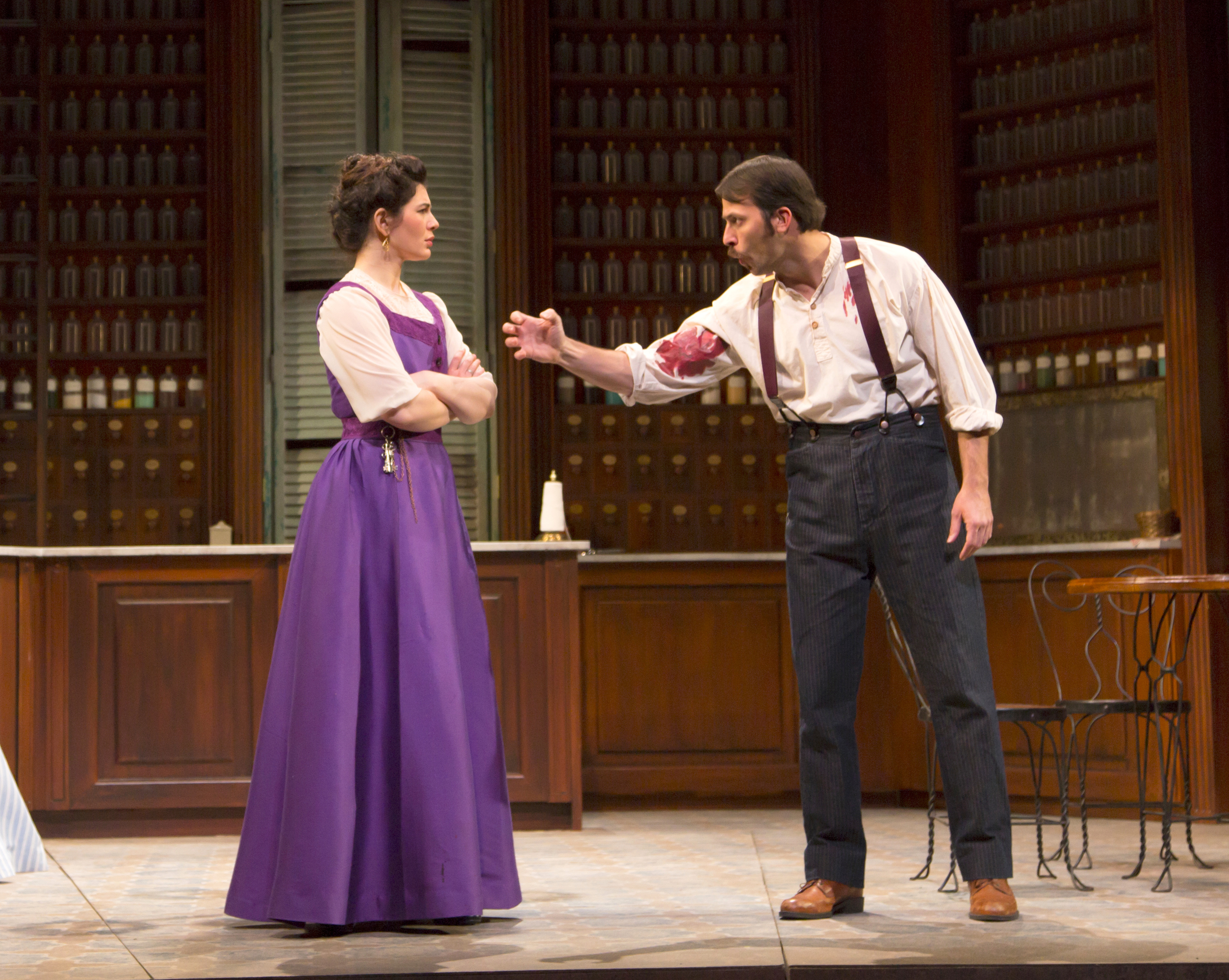  Christina Pumariega and Juan Javier Cardenas in the Huntington Theatre Company's production of Melinda Lopez's BECOMING CUBA.  March 28 - May 3, 2014 at South End / Calderwood Pavilion at the BCA. huntingtontheatre.org. Photo T. Charles Erickson 