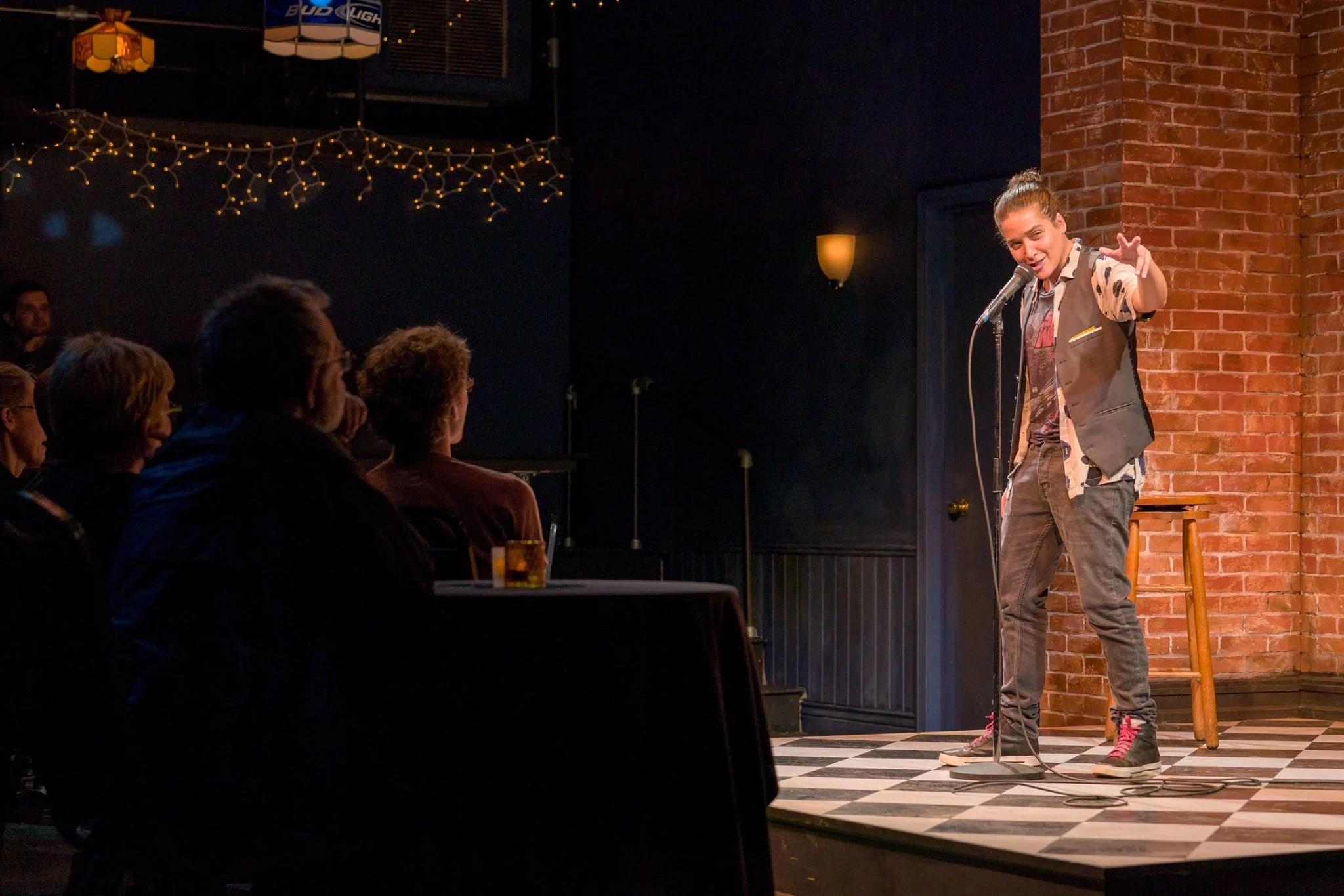 Alia Peck in Brahman/I: A One-Hijra Stand-Up Comedy Show at Kitchen Theatre Company. Photo: Dave Burbank