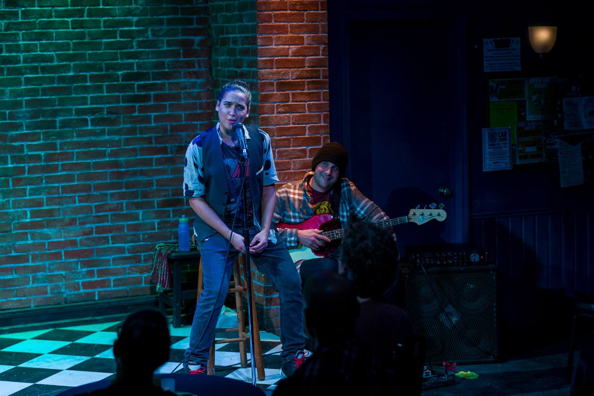  Alia Peck and Thom Dunn in  Brahman/I: A One-Hijra Stand-Up Comedy Show  at Kitchen Theatre Company. Photo: Dave Burbank 