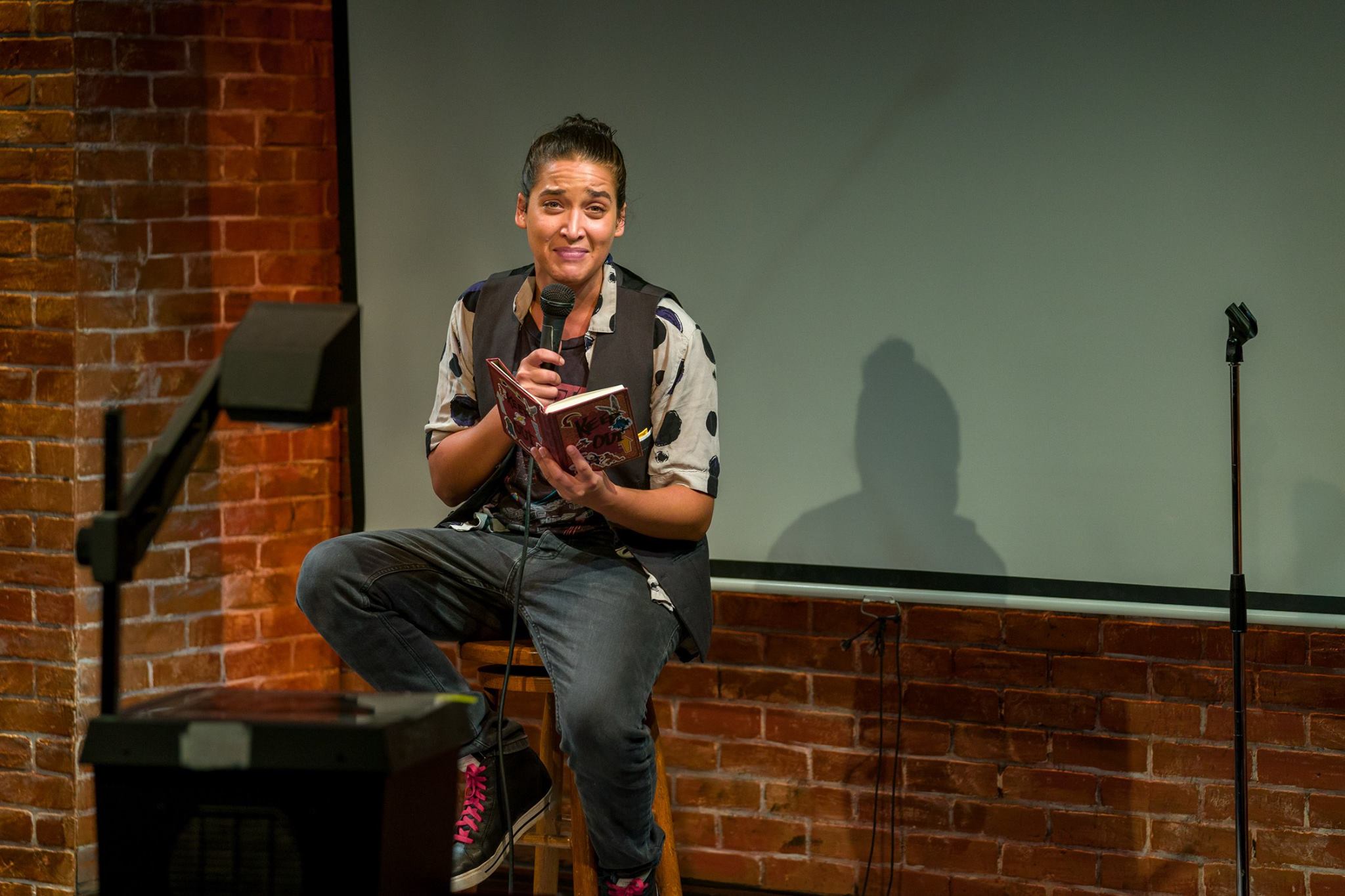  Alia Peck in  Brahman/I: A One-Hijra Stand-Up Comedy Show  at Kitchen Theatre Company. Photo: Dave Burbank 