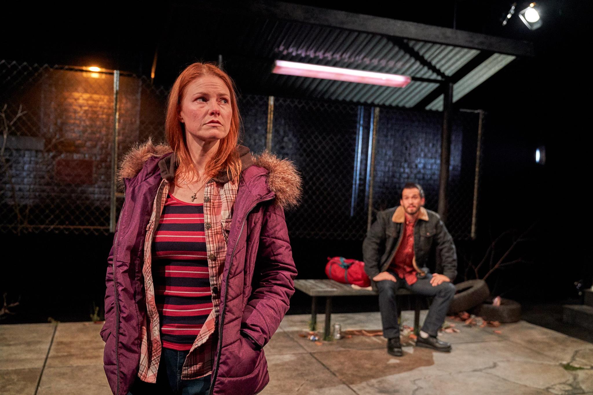  Kate MacCluggage and Marcin Pawlikiewicz in  Ironbound  at the Kitchen Theatre Company. Photo: Dave Burbank 