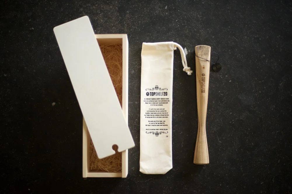Limited edition whiskey barrel wood cocktail muddlers for Jack Daniels