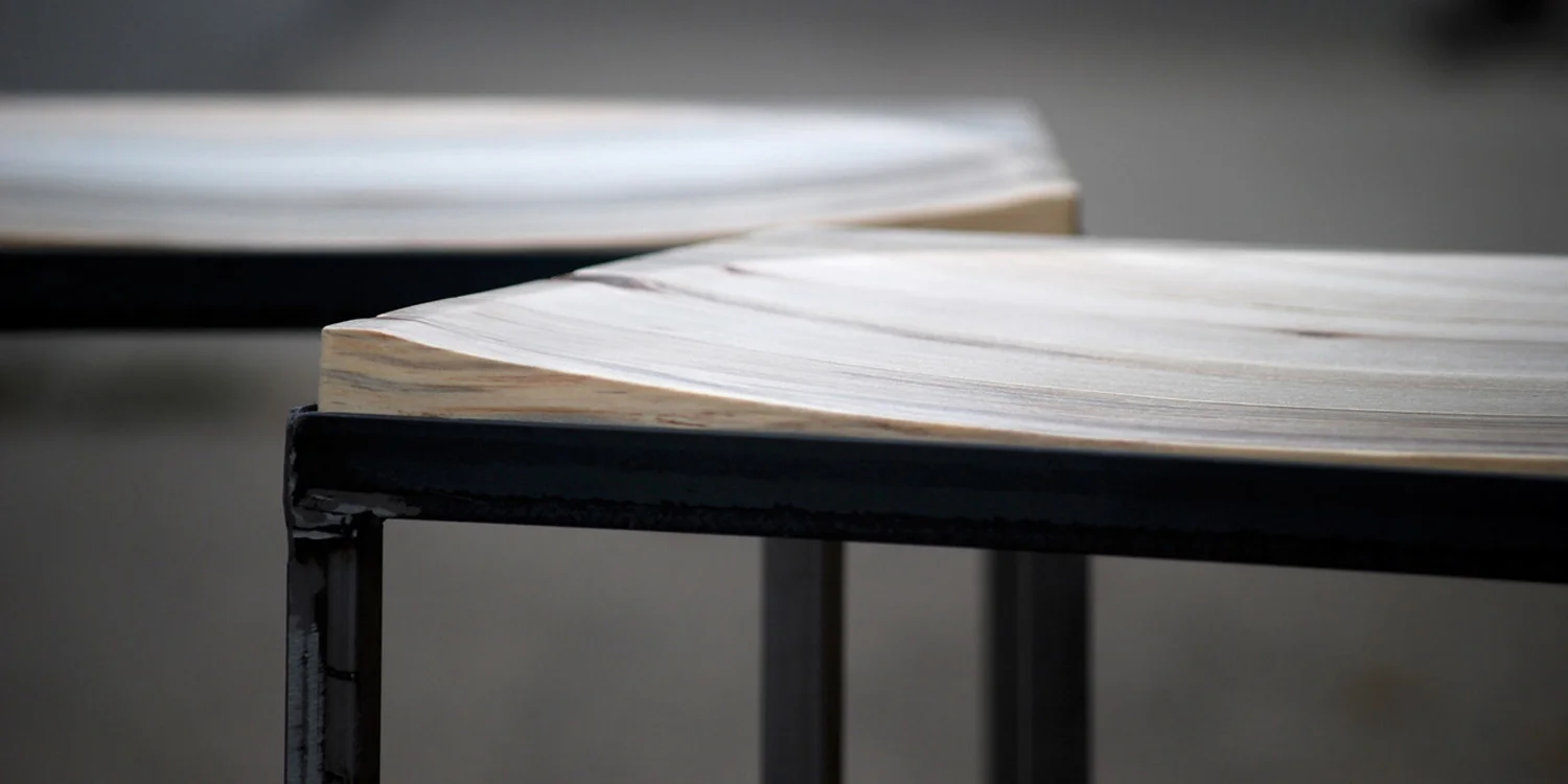 A minimalist seat that features a small routed seating surface that adds just the right amount of comfort