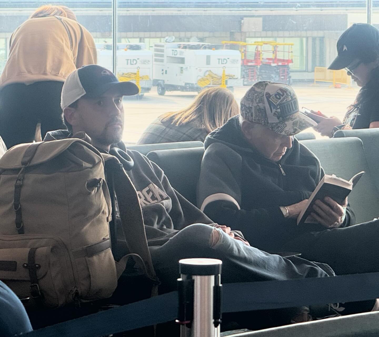 Latergram: post Star Trek Cruise filming and editing &mdash;exhausted, sore, desperate for sleep, but enjoying some quiet time waiting for the flight home with my travel companion: Pavel Chekov himself, Walter Koenig.
📷: @avalonthecrutch