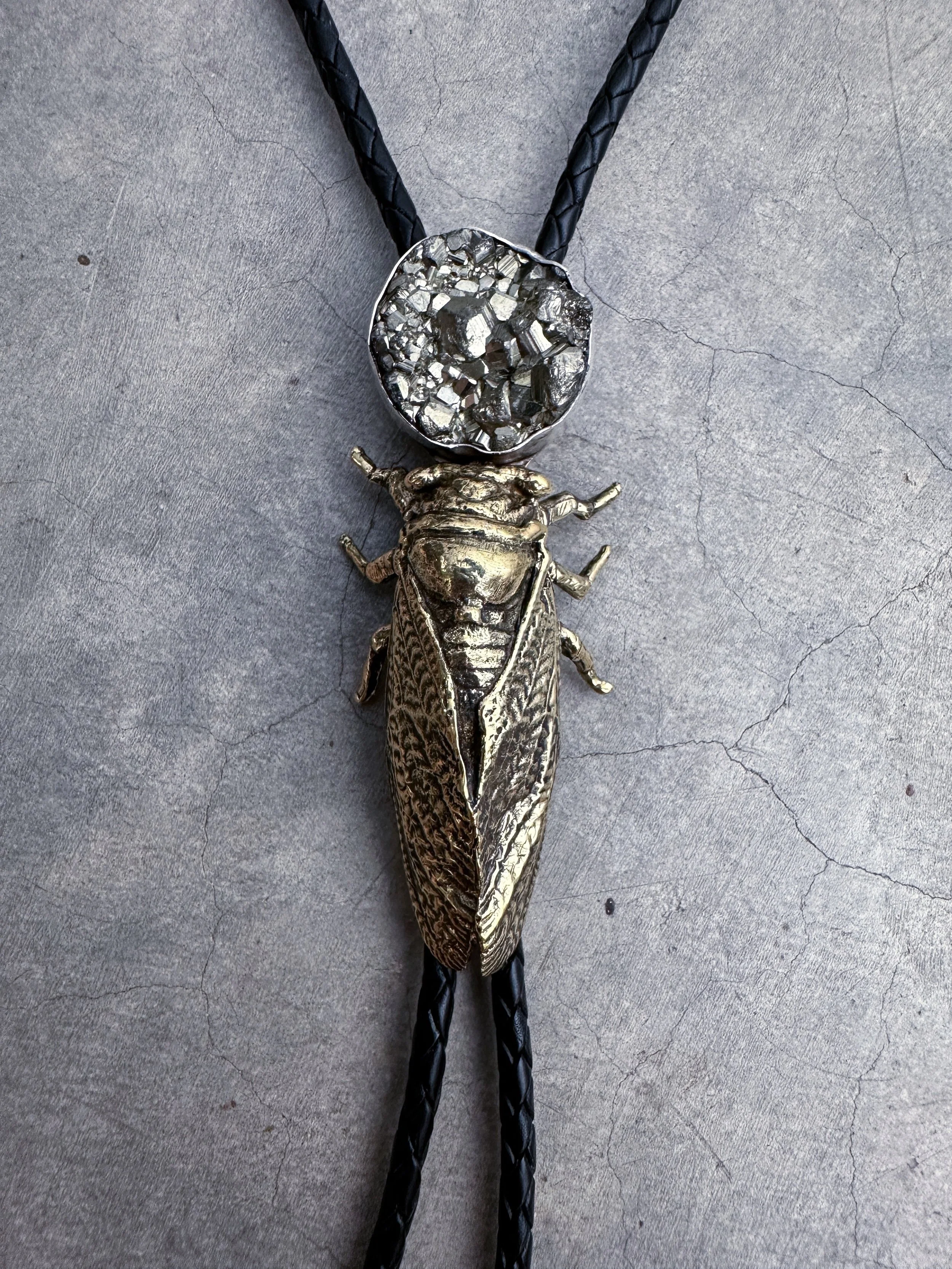 Cicada + Pyrite Bolo Tie