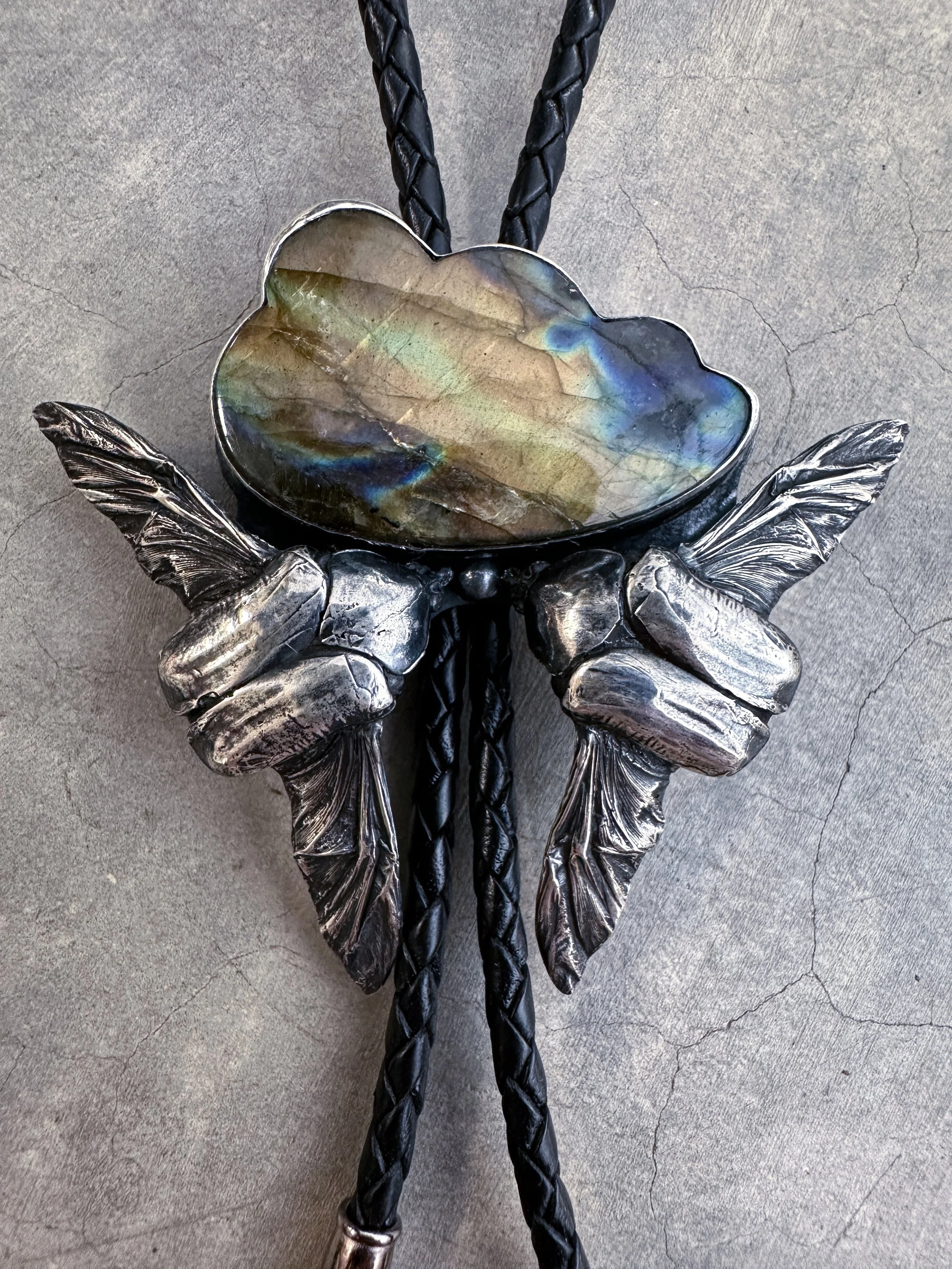 Labradorite Cloud + Fig Beetle Bolo Tie