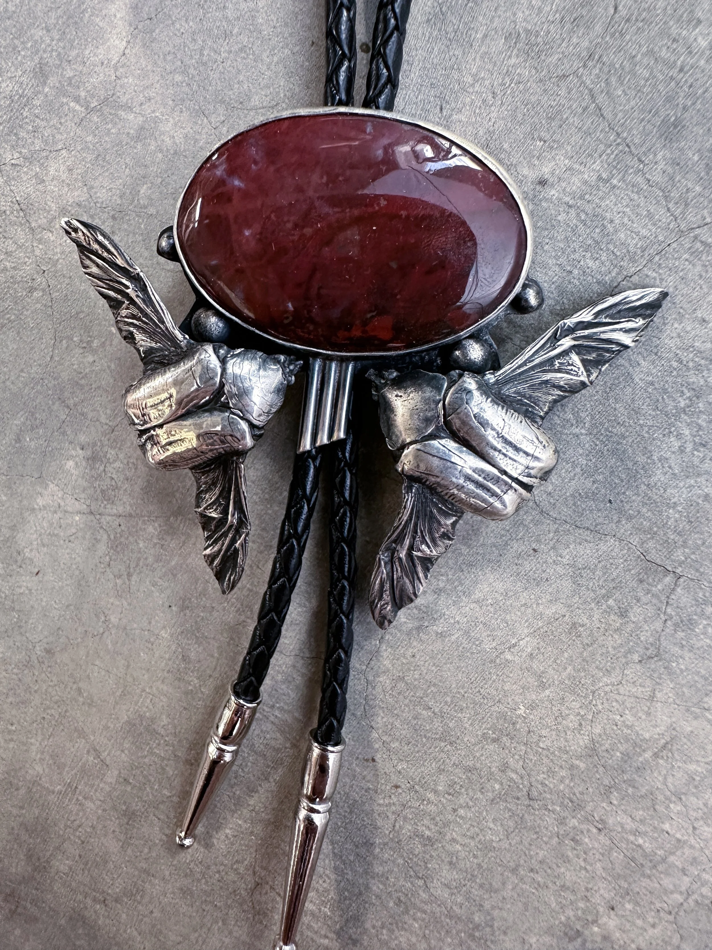Bloodstone + Fig Beetle Bolo Tie