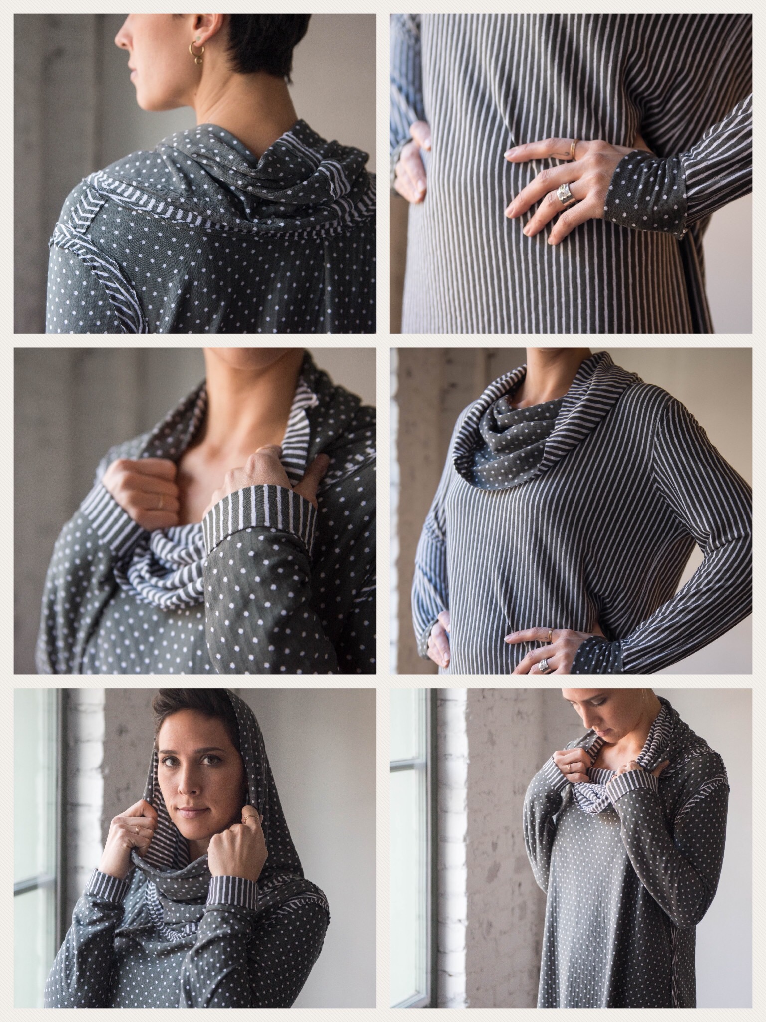 REVERSIBLE COWL NECK TOP