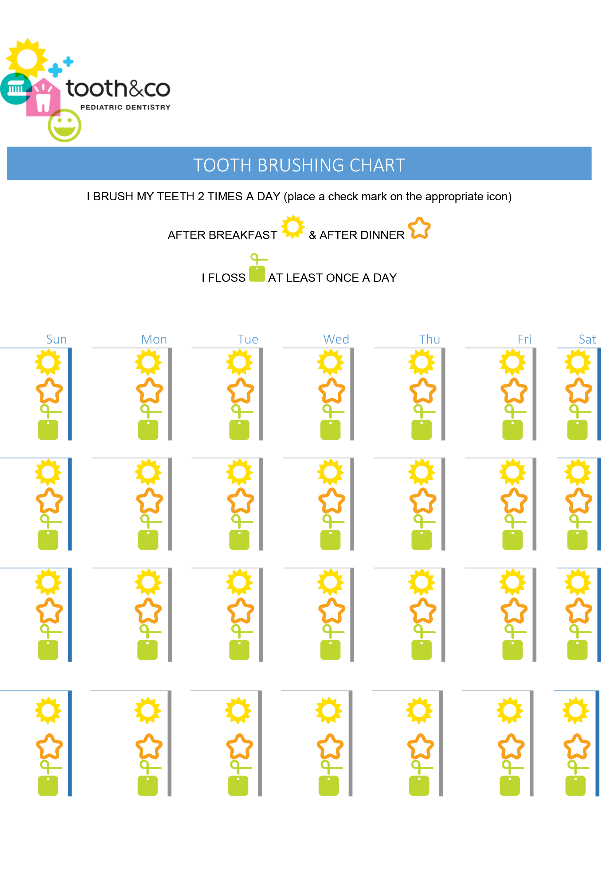 Brushing And Flossing Chart For Kids