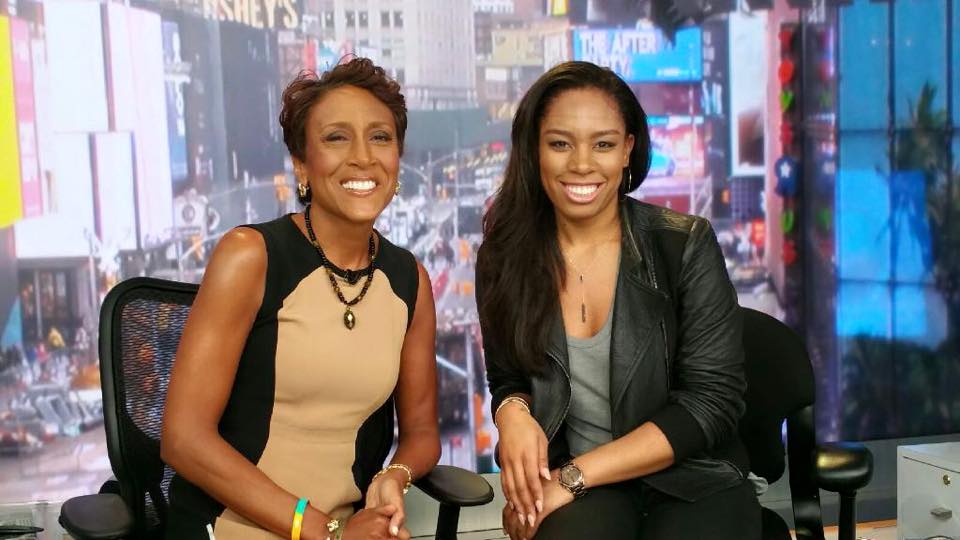 On the set of ABC's Good Morning America with anchor Robin Roberts