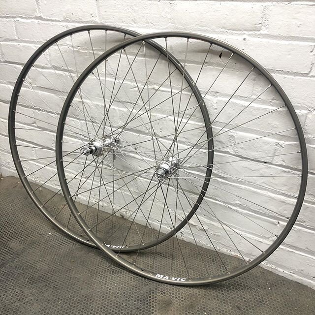 Fun build.  Clean old set of Campy Record hubs to some Mavic GP4 rims.  All held together with @dtswiss competition spokes and brass nipples.  #wheelbuilding #laceemup #brassnipplessavelives #alwayshandbuilt #wemakeridingfun