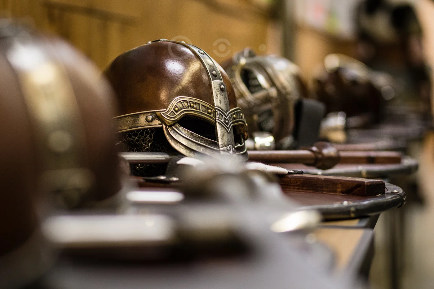 Helmets, axes and shields all ready for the morning procession.