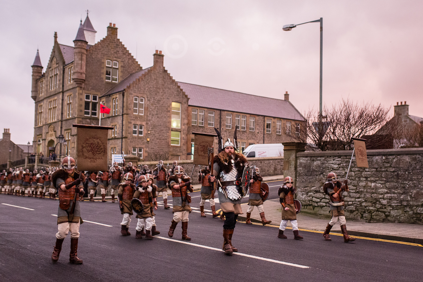 The morning procession setting off from Isleburgh Halls.