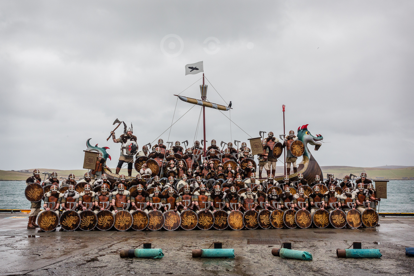 The Jarl's Squad assembled on the galley after the morning procession.