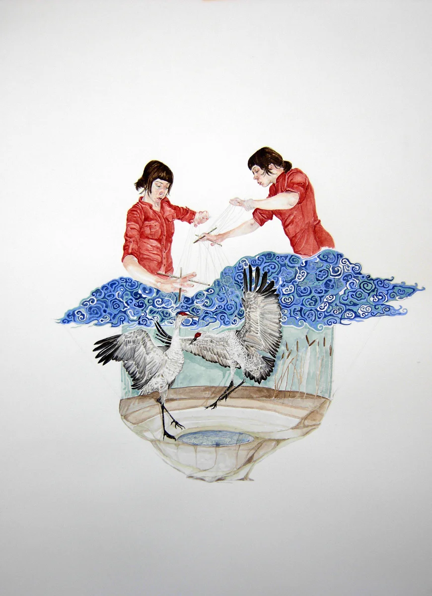 In This Morass , 2007, Watercolour, gouache and ink on paper, 15 x 22.5 inches. Private Collection.